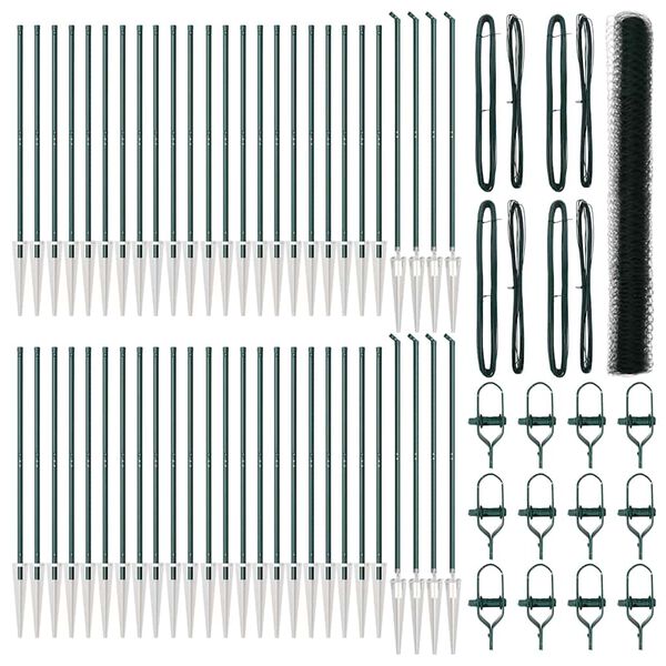 vidaXL Steber ograje. Zelena 100 x 1,5 m (50 mm mreža) Jeklo in PVC