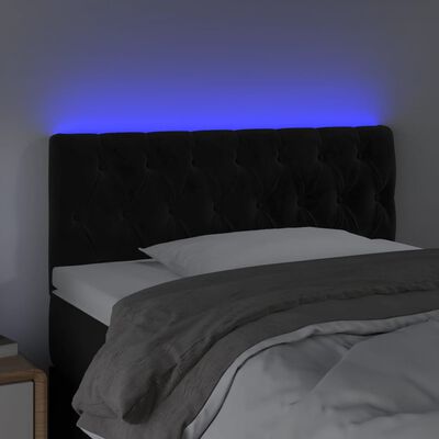 vidaXL LED posteljno vzglavje črno 90x7x78/88 cm žamet