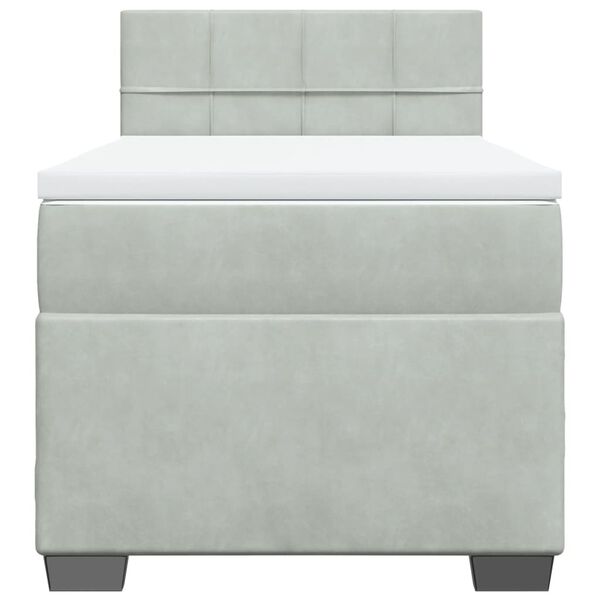 vidaXL Box spring postelja z vzmetnico svetlo siv 90x190 cm žamet