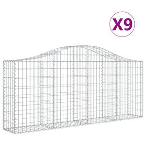 vidaXL Obokane gabion ko&scaron;are 9 kosov 200x30x80/100 cm cinkano železo
