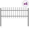 vidaXL Vrtna ograja 6 pcs Siva 10,2 x 0,6 m Pra&scaron;kasto lakirano jeklo