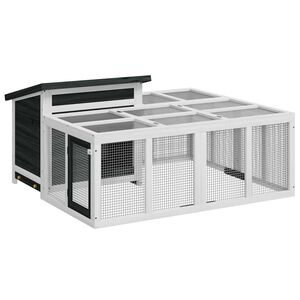 vidaXL Zajčnik siv 144x123x67,5 cm trdna borovina