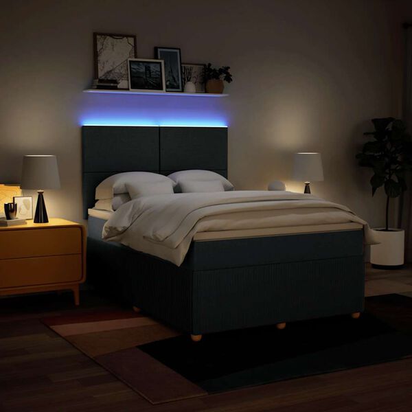 vidaXL Box spring postelja z vzmetnico modra 140x200 cm blago