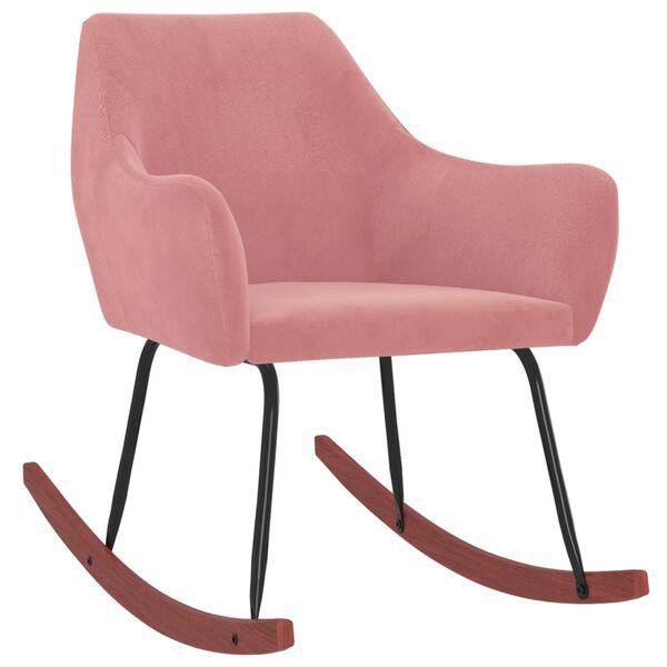 vidaXL Gugalni stol roza žamet