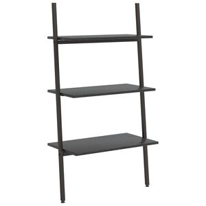 vidaXL 3-nadstropni prislonski regal črn 64x34x116 cm