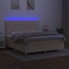 vidaXL Box spring postelja z vzmetnico LED krem 180x200 cm blago