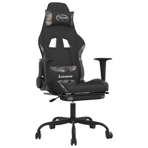 vidaXL Gaming stol z oporo za noge črno in kamuflažno blago