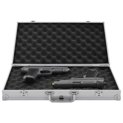 vidaXL Kovček za pištolo aluminij in ABS srebrn