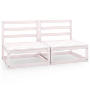 vidaXL Vrtni kavč dvosed bela trdna borovina