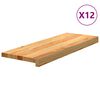 vidaXL Podloge za stopnice 12 kosov rjave 70x25x2 cm trdna hrastovina