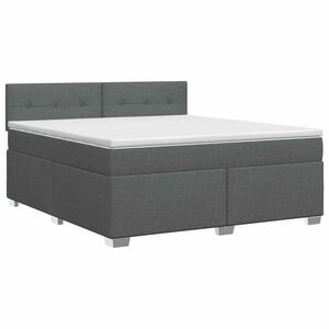 vidaXL Postelja boxspring z vzmetnico Temno siva 140 x 200 cm Blago