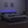 vidaXL Box spring postelja z vzmetnico LED temno siva 200x200 cm blago