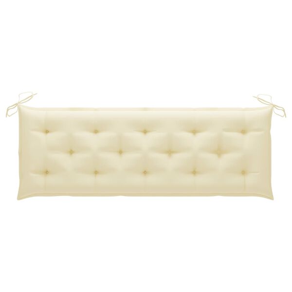 vidaXL Klop Batavia s kremno belo blazino 150 cm trdna tikovina