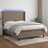 vidaXL Box spring postelja z vzmetnico LED taupe 140x200 cm blago