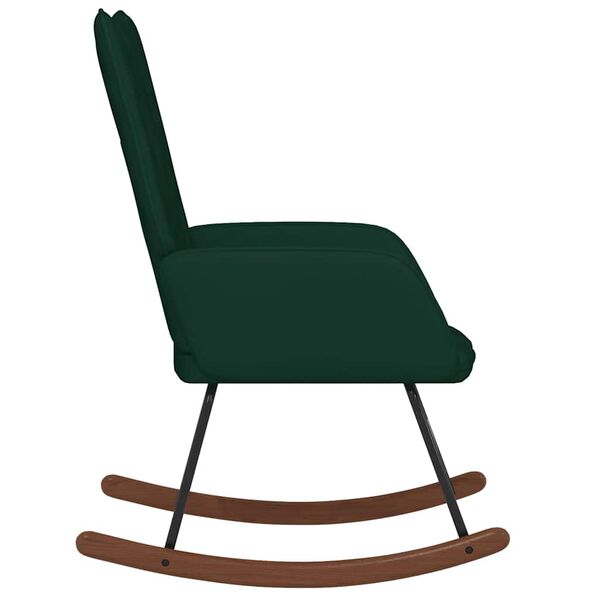 vidaXL Gugalni stol temno zelen žamet