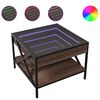 vidaXL Klubska mizica z neskončnimi LED rjavi hrast 50x50x38 cm