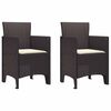 vidaXL Vrtni Stol z blazino 2 pcs Rjava 53 x 49 x 85 cm Polipropilen