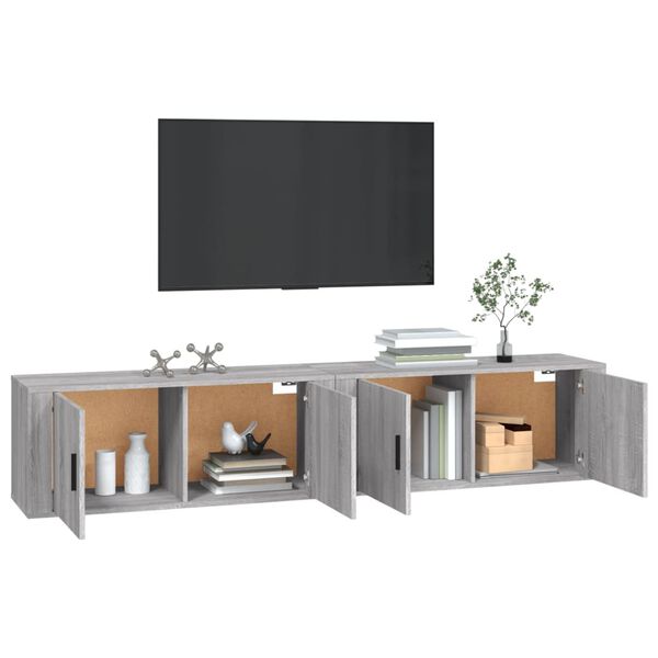 vidaXL Stenska TV omarica 2 kosa siva sonoma 100x34,5x40 cm