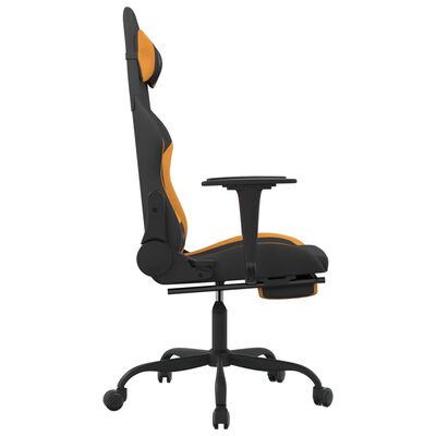 vidaXL Masažni gaming stol z oporo za noge črno in oranžno blago