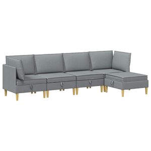 vidaXL Modularni kavč s shranjevanjem 5 pcs Svetlo siva Blago
