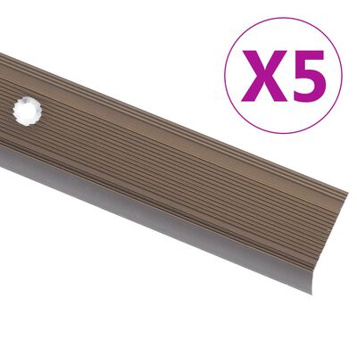 vidaXL Obrobe za stopnice L-oblike 5 kosov aluminij 100 cm rjave
