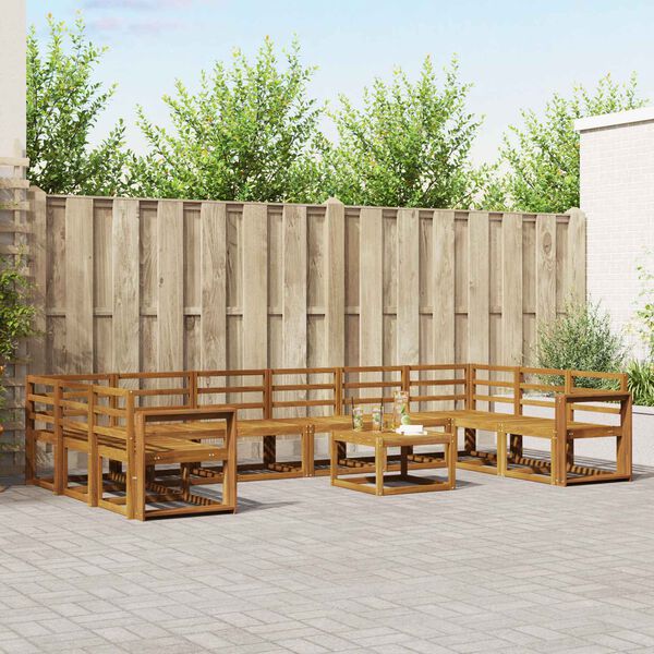vidaXL Zunanja garnitura za sedenje 11 pcs Naravna Masiven les akacije