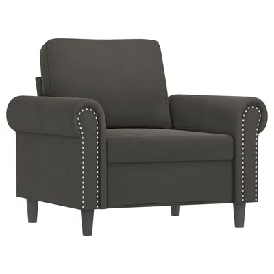 vidaXL Fotelj s stolčkom za noge temno siv 60 cm žamet