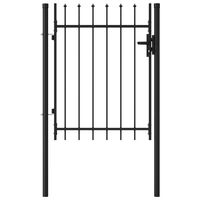 vidaXL Enojna vrata za ograjo koničasta jeklo 1x1,2 m črna