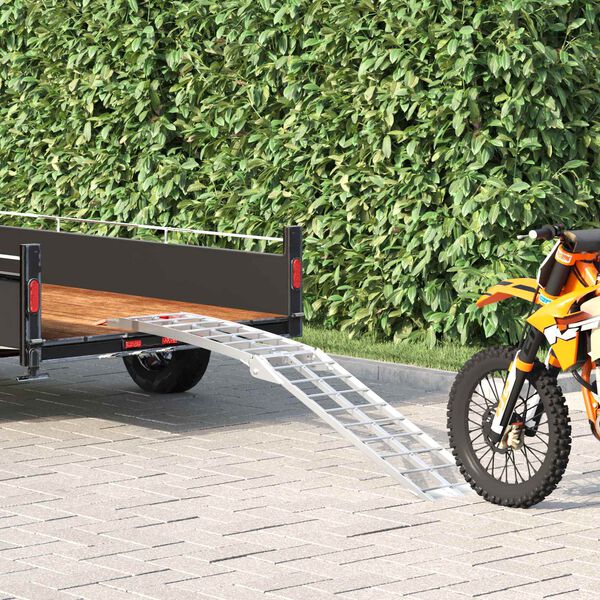 vidaXL Ramp za motociklete srebrna 180 x 28 x 5 cm Aluminij