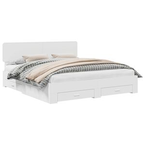 vidaXL Konstrukcija postelje Bela 200 x 200 cm Konstruiran les