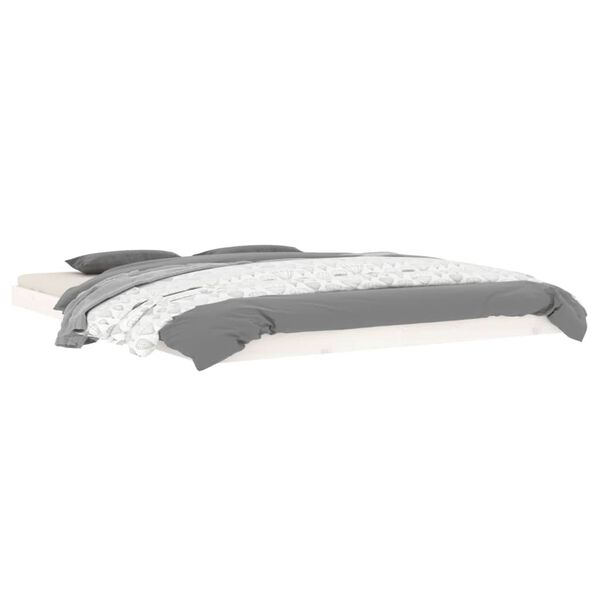 vidaXL Posteljni okvir bel 160x200 cm trdna borovina