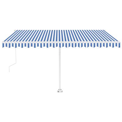vidaXL Avtomatska tenda LED + senzor 450x300 cm modra in bela