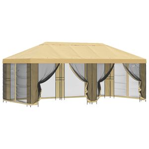 vidaXL Paviljon s stenami 6 x 3 m Krem Poliester in jeklo 190