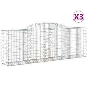 vidaXL Obokana gabionska ko&scaron;ara 3kos 300x50x100/120cm pocinkano železo