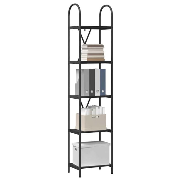 vidaXL Knjižna polica Črna Orehovina 40 x 30 x 183 cm Konstruiran les