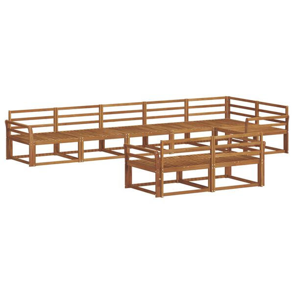vidaXL Zunanja garnitura za sedenje 8 pcs Naravna Masiven les akacije