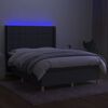vidaXL Box spring postelja z vzmetnico LED temno siva 140x200 cm blago