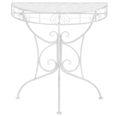 vidaXL Odstavna mizica starinska polkrožna kovina 72x36x74 cm srebrna