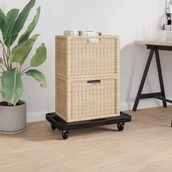 vidaXL Transportni vozički 3 kosi črni 58x38x12 cm polipropilen