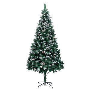 vidaXL Umetna novoletna jelka s storži in belim snegom 240 cm