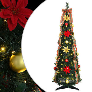 vidaXL Umestno božično drevo med 50 LED z stojalom Zelena 125 cm PVC