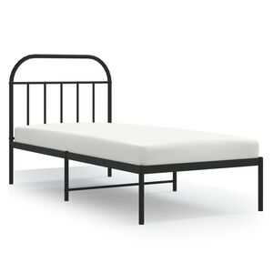 vidaXL Kovinski posteljni okvir z vzglavjem črn 80x200 cm