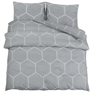 vidaXL Komplet prevleke za odejo siva in bela 200x200 cm bombaž