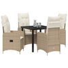 vidaXL Komplet za jedilnico v vrtu z blazino 5 pcs Bež Poly ratan