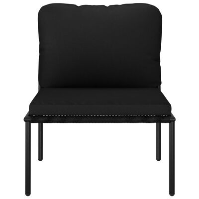 vidaXL Vrtna sedežna garnitura z blazinami 5-delna črna PVC