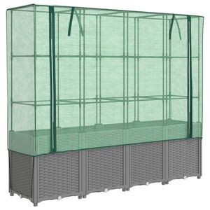 vidaXL Visoka greda s prevleko za rastlinjak videz ratana 160x40x153cm