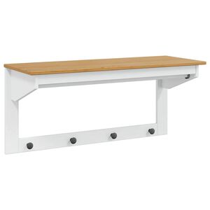vidaXL Obe&scaron;alnik za pla&scaron;če HILL Bela in medena rjava 90 x 35 x 41.5 cm