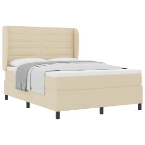 vidaXL Postelja z vzmetnico z vzmetnico krema 140 x 190 cm blago