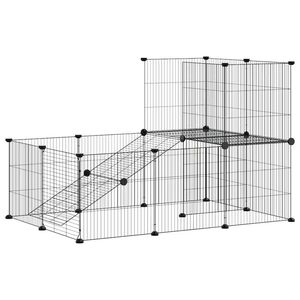 vidaXL Ograda za hi&scaron;ne ljubljenčke z 20 paneli črna 35x35 cm jeklo