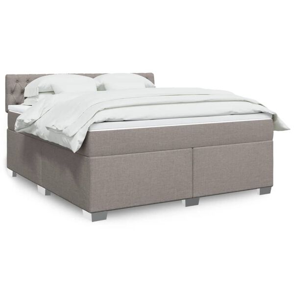 vidaXL Box spring postelja z vzmetnico taupe 180x200 cm blago